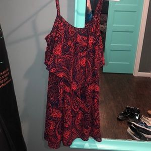 Loose navy and red dress